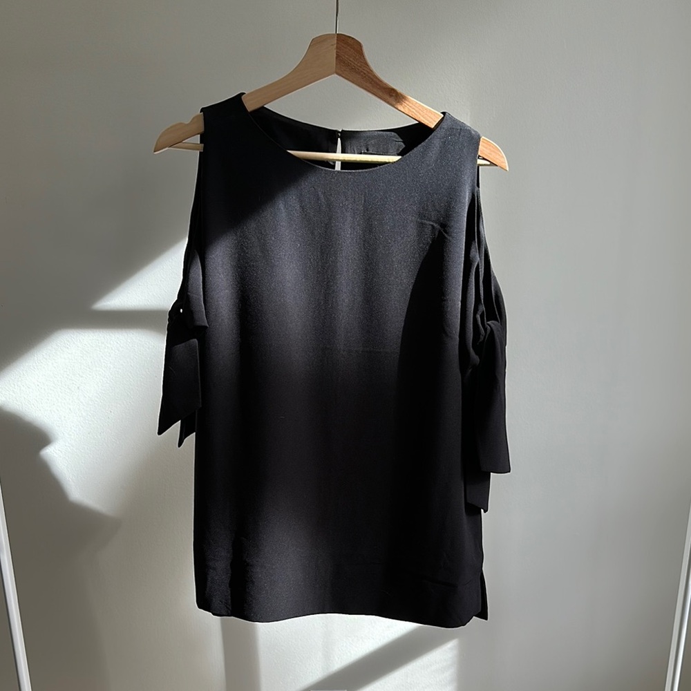 Black Cut-Out Shoulder Relaxed Blouse